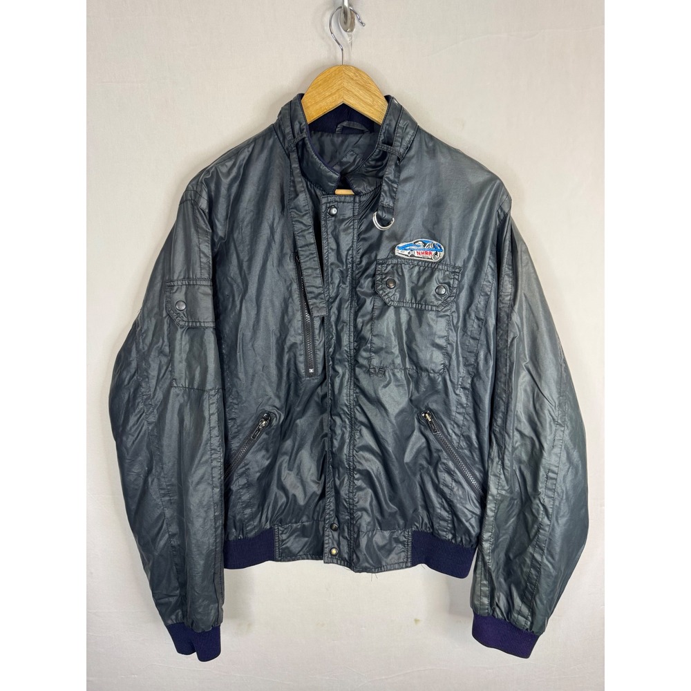 Vintage Upstream‎ NHRA Drag Racing Bomber Jacket Black Nylon XL Racing Division